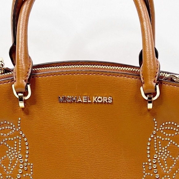 Michael kors Brown Tan Embellished Stud Ellis convertible satchel Crossbody - Picture 10 of 10